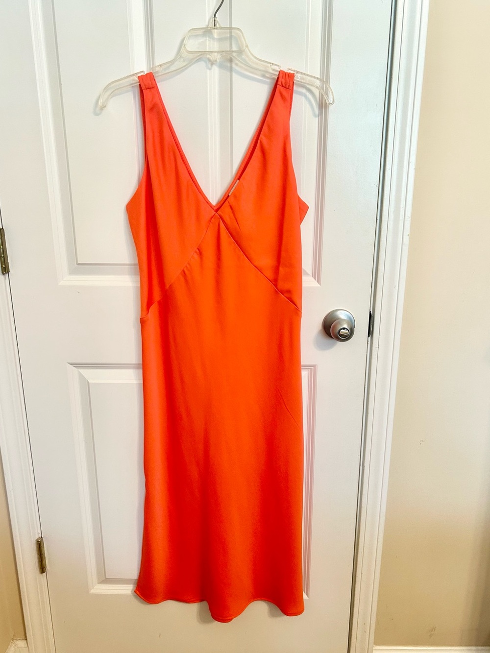 Bright Orange V-Neck Slip Dress